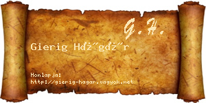 Gierig Hágár névjegykártya